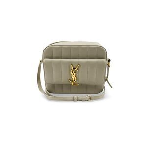 Saint Laurent Vicky Camera Vertical Quilted Leather Gray Leather Handbag